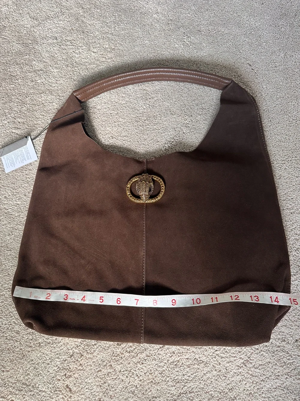Kurt Geiger Chelsea Medium Chocolate Brown Suede Shoulder Bag